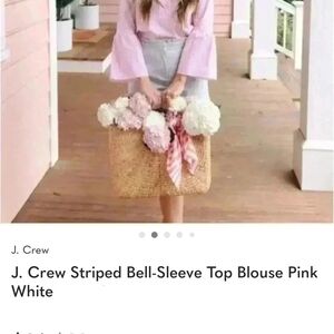 J. Crew Pink and White Striped Bell-Sleeve Top